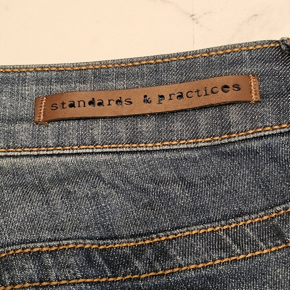 Standards & Practices Distressed Patchwork Straight Leg Jeans Size 14 - Picture 12 of 14